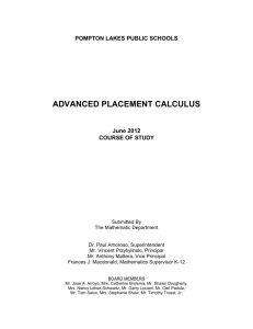 AP Calculus - Pompton Lakes School District