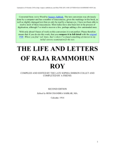 the life and letters of raja rammohun roy