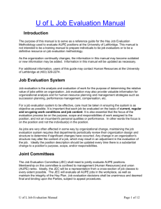 Job Evaluation Manual - Department of Computer Science and