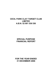 financial report - Cecil Park Clay Target Club