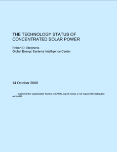 The Technology Status of Concentrated Solar Power