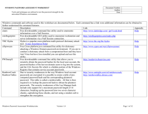 Windows Password Assessment Worksheet