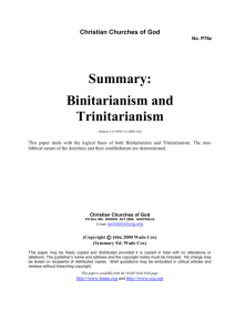 Summary: Binitarianism and Trinitarianism (No. 76z)