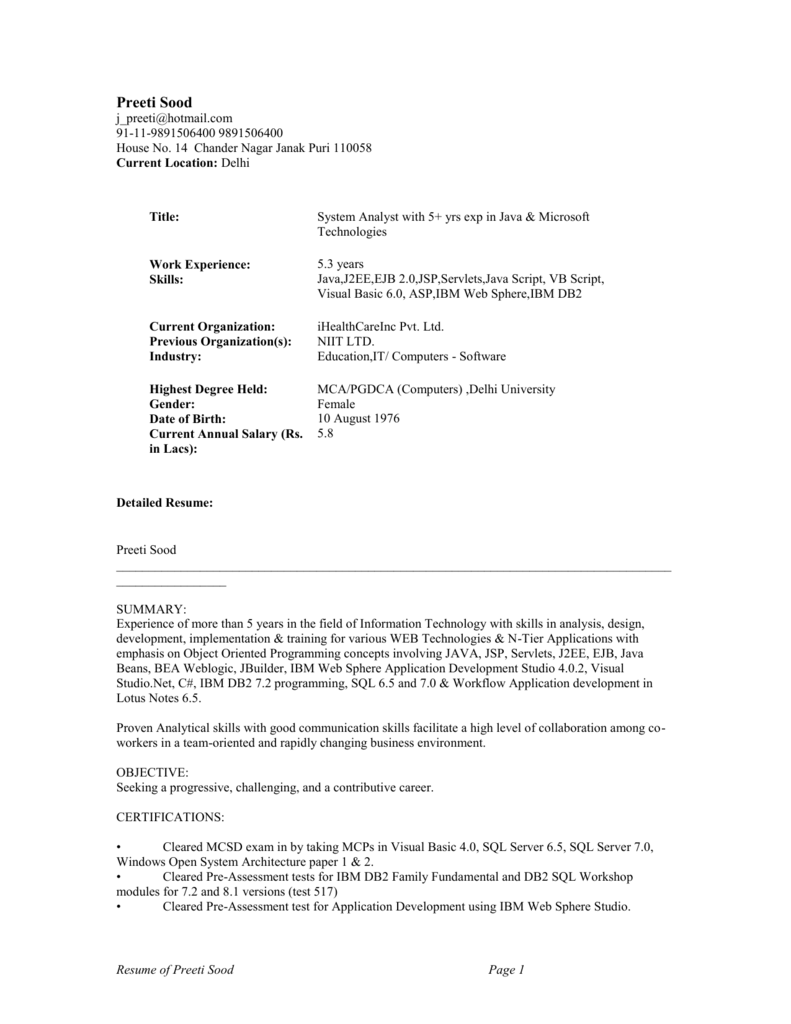 preetis resume trelco limited company j2ee resumes