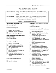 New Staff Orientation Checklist ~ Page 1 Revised 09