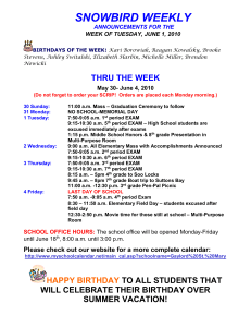 snowbird weekly: announcements for the week of may 4, 2008