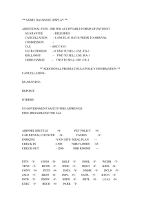 SABRE DATABASE DISPLAY