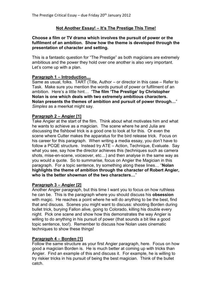 higher drama essay examples