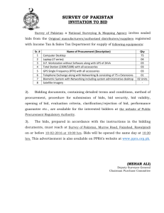 Bidders response to requirements - Public Procurement Regulatory