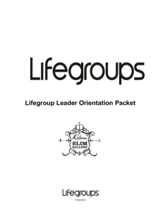 Lifegroup Leader Orientation Packet