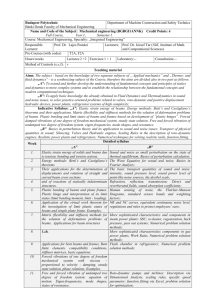 Name and Code of the Subject: Mechanical engineering