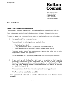 Premises licence application guidance notes