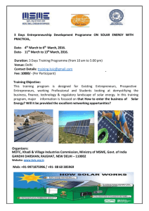 3 Days Entrepreneurship Development Programme on Solar Energy
