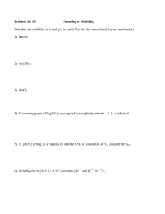 CHEMISTRY 12 SOLUBILITY PRODUCT CONSTANTS WORKSHEET