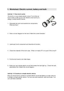 Worksheet: Electric current, battery and bulb
