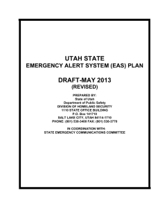 UTAH STATE EMERGENCY ALERT SYSTEM (EAS) PLAN DRAFT