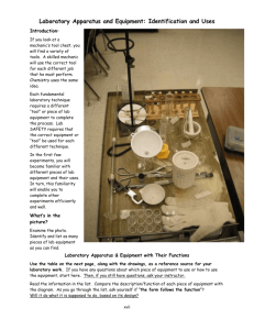 Laboratory Apparatus and Equipment - Dr. Vernon-