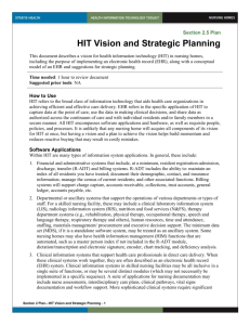 HIT Vision and Strategic Planning