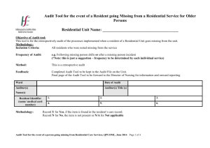 Missing Persons Audit Tool in Residential Care Units