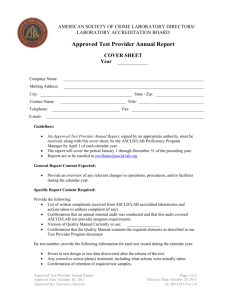 Approved Test Provider Annual Report Cover Sheet