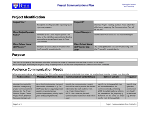 Project Communications Plan
