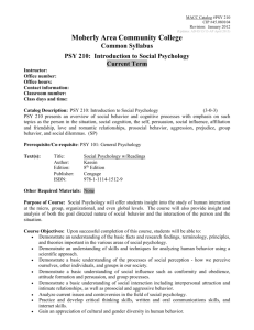 PSY 210 Introduction to Social Psychology