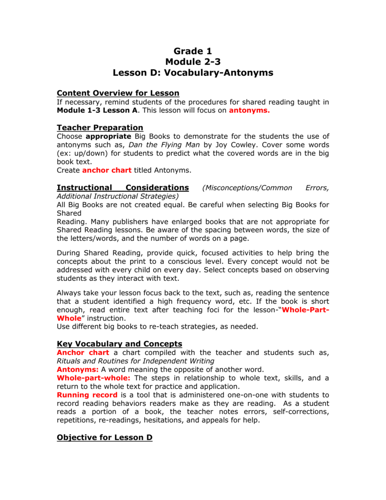 Antonyms Chart