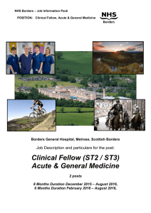 NHS Borders – Job Information Pack POSITION: Clinical Fellow