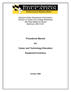Equipment Inventory Manual - Maryland State Department of