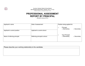 Professional Assessment Report by Principal