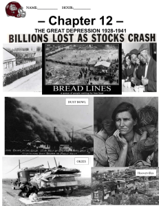 Chapter 14 – THE GREAT DEPRESSION 1928-1932