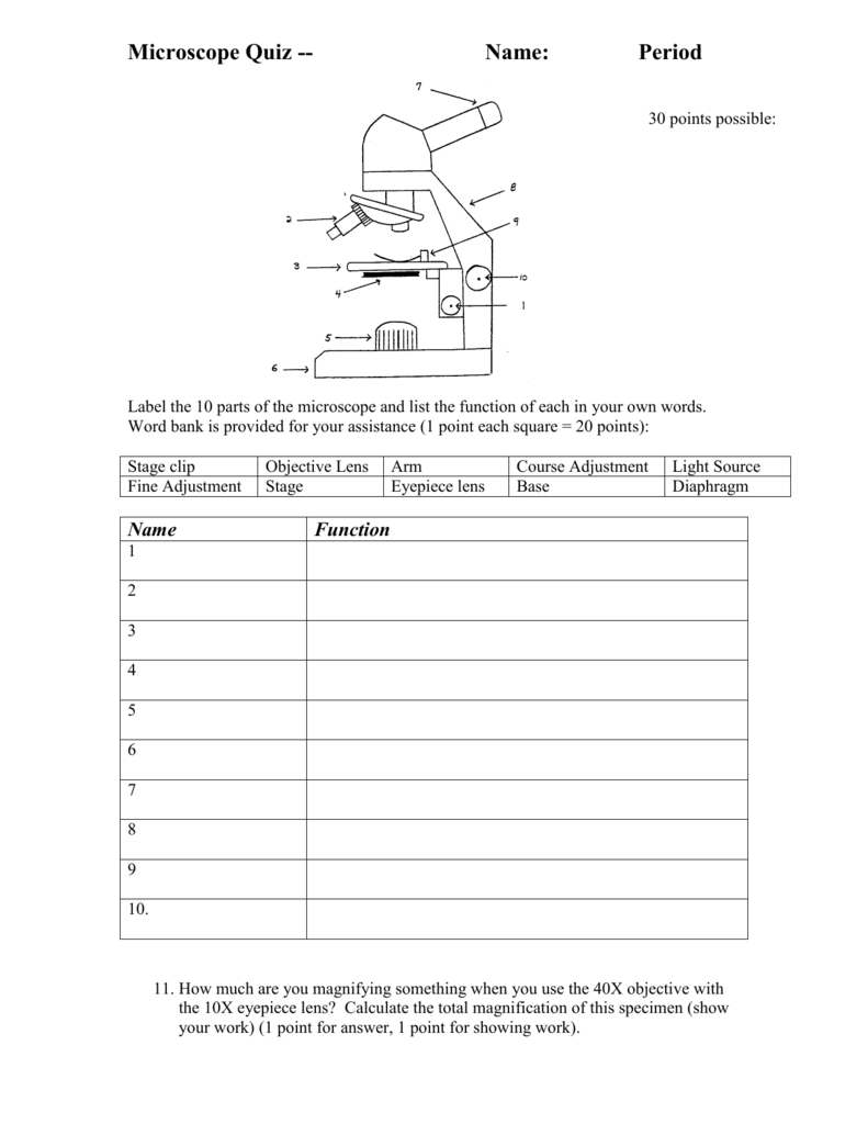 Microscope Quiz