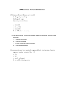 ETP Economics Midterm Examination 1.What causes the labor