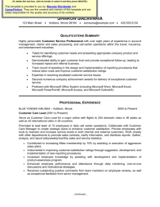 Customer Service Resume - Executive Blueprints Inc