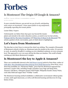 Is Montessori the Origin of Google and Amazon (17/11/2011)