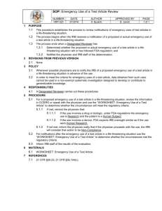 HRP-023 SOP: Emergency Use of a Test Article Review DOC