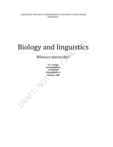 Biology and Linguistics - School of Philosophy, Psychology and