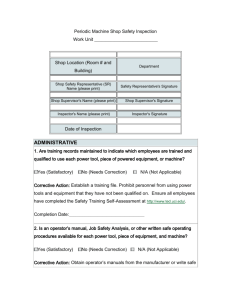 Periodic Machine Shop Safety Inspection