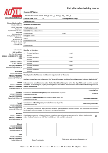 Entry Form for training course