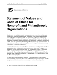 Statement of Values and Code of Ethics – Independent Sector