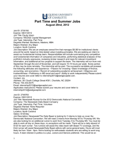 Part Time and Summer Jobs August 29nd, 2012 Job ID: 2735150