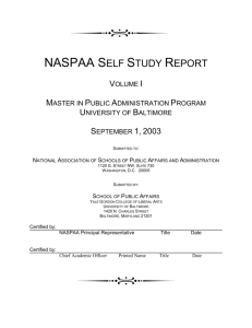 NASPAA Self Study Report Volume I Master in Public Administration