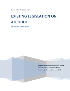 Existing alcohol legislation in Malawi