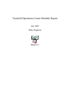 TeraGrid Operations Monthly Report, July 2007