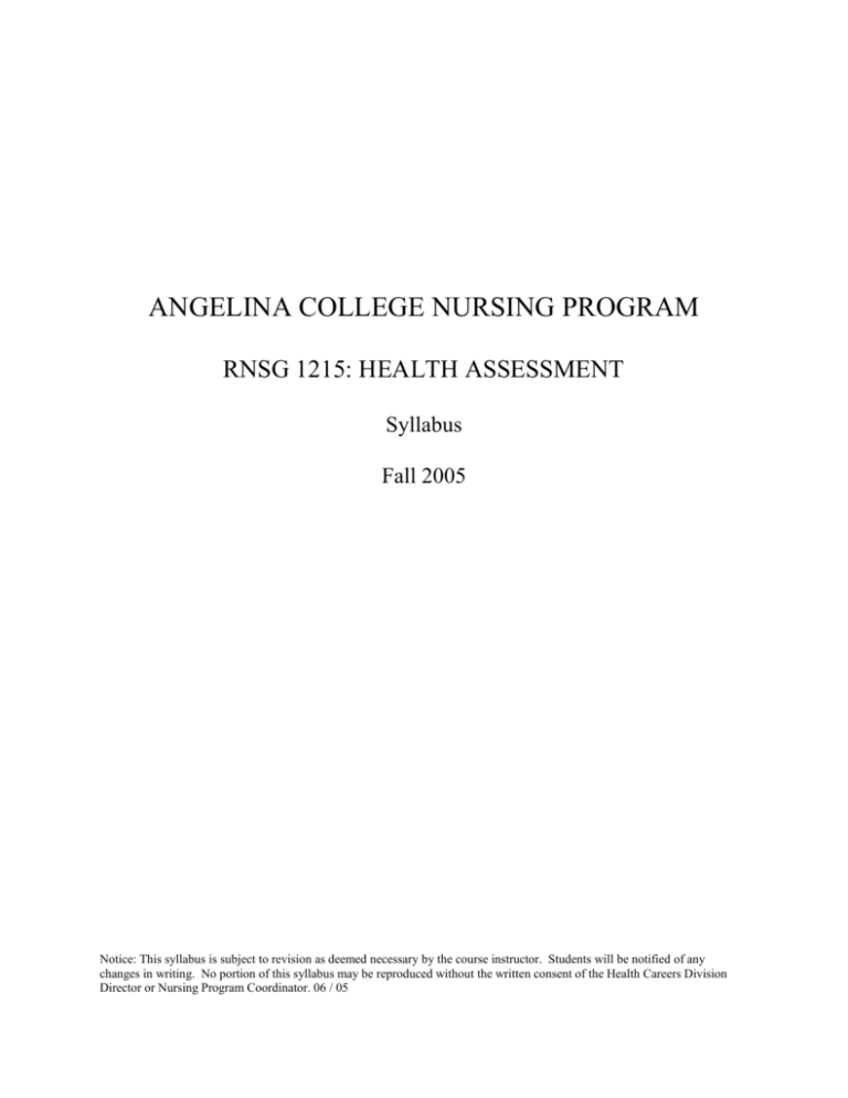 ANGELINA COLLEGE NURSING PROGRAM