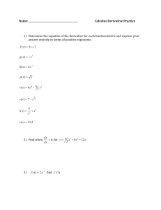 Calculus Derivative Rules Practice Worksheet