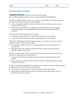 Periodic Trends Worksheet