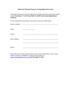 Gifted and Talented Program Testing Registration Form Testing for