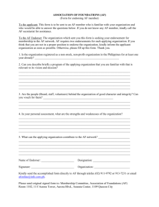 AF Application – Endorsement Form