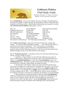 California Politics Final Study Guide (Thursday, December 7th, 3